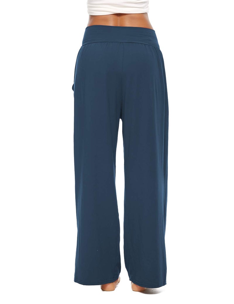 ZJCT Womens Yoga Sweatpants Comfy Loose Wide Leg Lounge Workout Running Joggers Pants with Pockets Navy M - Image 3